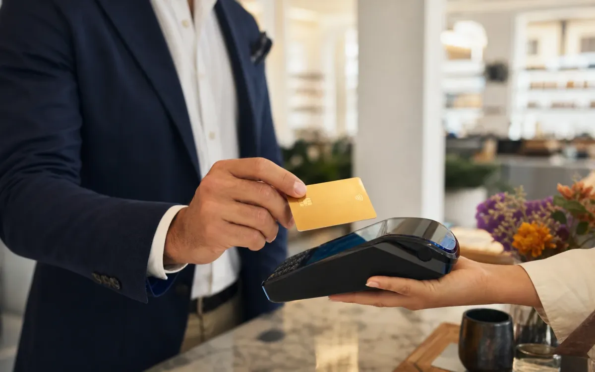 Pagamento contactless con carta di credito Gold in negozio